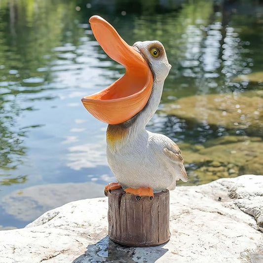 14" Toucan & Pelican Statues - Outdoor Large Bird Decor, Colorful Outdoor Bird Decor Sculpture - Bird Outdoor Animal Ornament, Tropical Tiki Bar Decor, Perfect for Garden, Patio, Yard