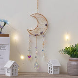 TUOKING Crystal Moon Suncatchers for Window Hanging Natural Healing Stones Wind Chimes Sun Catcher Rainbow Maker Good Luck Gifts Decor for Home Garden