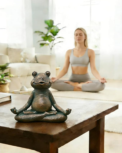 Nacome Meditating Frog Miniature Figurine,Zen Yoga Frog Garden Statue Ornament- Indoor/Outdoor Garden Sculpture for Fairy Garden,Home, Patio,Deck,Porch Yard Art Decoration,5 inch(Copper)Christmas Gift