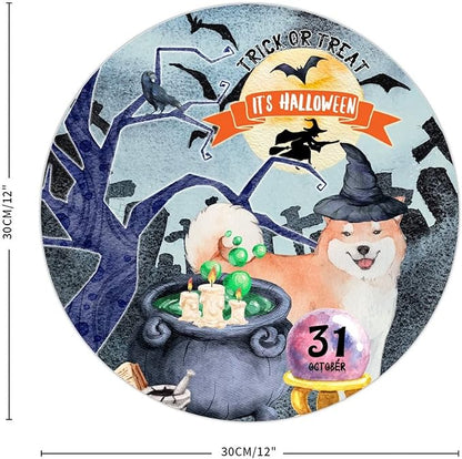 Retro Metal Sign 12"x12",Happy Halloween Scary Night Grave Witch Bats Trick Or Treat Dog Aluminum Tin Metal Sign for Home Living Room Bedroom Garden Farm Patio Decor Wall Art Poster