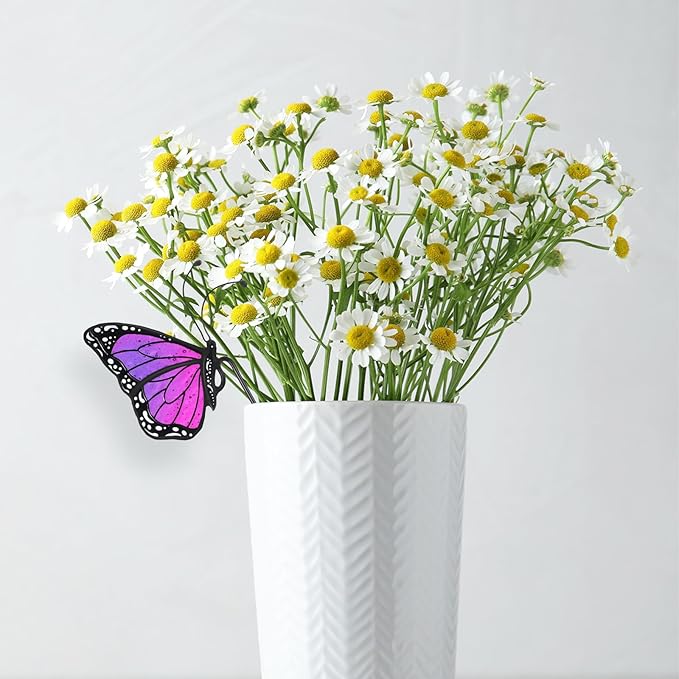 Geelin 3 Pcs Stained Glass Butterfly Suncatcher Flower Pot Decoration Metal Plant Pot Hangers Colorful Butterfly Garden Yard Suncatcher Decor Indoor Outdoor Home Decor