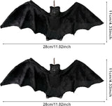 2pcs Black Hanging Bats Halloween Decorations–Scary/Spooky Halloween Decor for Indoor Outdoor Haunted House, Party, Yard, Home, Porch, Garden, and Office