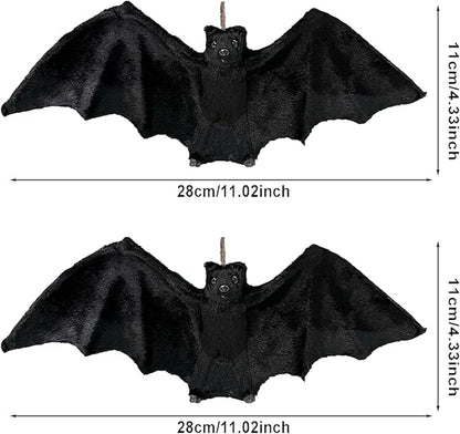 2pcs Black Hanging Bats Halloween Decorations–Scary/Spooky Halloween Decor for Indoor Outdoor Haunted House, Party, Yard, Home, Porch, Garden, and Office