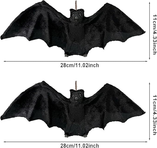 2pcs Black Hanging Bats Halloween Decorations–Scary/Spooky Halloween Decor for Indoor Outdoor Haunted House, Party, Yard, Home, Porch, Garden, and Office