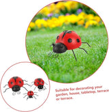 BESPORTBLE 3pcs Iron Art Ladybug Garden Statues Simulated Outdoor Lawn Decorations in Red Extra Small to Medium Vibrant Sculptures for Patio and Landscape Enhancements