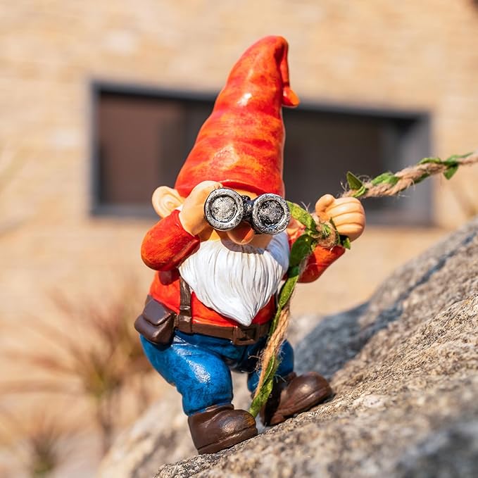 Hanging Gnome Garden Statue Funny Climbing Gnomes with Telescope Tree Hugger for Outdoor Lawn Home Patio Yard Art Decoration Christmas Birthday Gifts for Mom Women