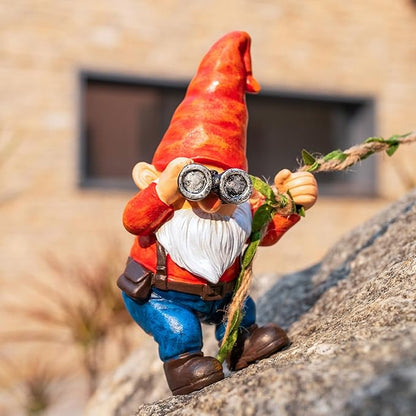 Hanging Gnome Garden Statue Funny Climbing Gnomes with Telescope Tree Hugger for Outdoor Lawn Home Patio Yard Art Decoration Christmas Birthday Gifts for Mom Women