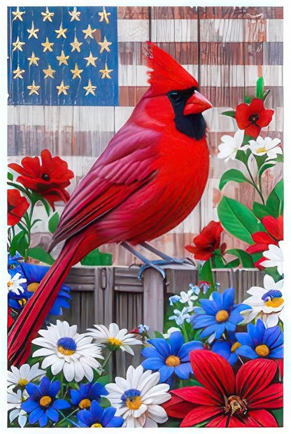 BlissYard Patriotic 4th of July Cardinal Bird Garden Flag American Memorial Day Yard Red Bird Dogwood Flower USA America Outside Decoration Summer Outdoor Small Decor Double Sided 12x18
