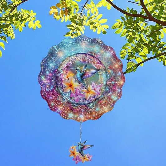 Hummingbird Wind Spinners Outdoor - 3D Hanging Wind Spinner for Garden Yard Art Decoration, Metal Stainless Bird Wind Catcher Kinetic Sculpture Ornament Gifts for Women Men