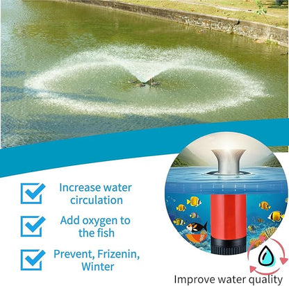 Pond Fountain Aeration Pump - 1HP 750W Pond Fountain - 110V Floating Fountain, 100ft Power Cord, Suitable for Ponds and Lakes 2025