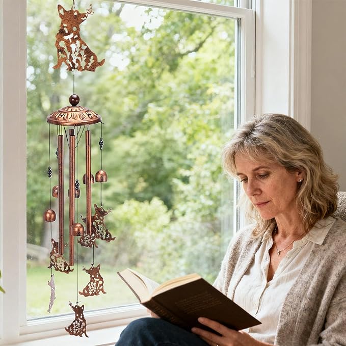 Corgi Gifts Wind Chimes - Dog Decor Outdoor Windchimes Garden Lawn Patio Yard Indoor Home Decorations Butterfly Flower Memorial Sympathy Christmas Birthday Gift for Women Men Mother Wife