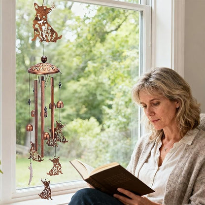 Corgi Gifts Wind Chimes - Dog Decor Outdoor Windchimes Garden Lawn Patio Yard Indoor Home Decorations Butterfly Flower Memorial Sympathy Christmas Birthday Gift for Women Men Mother Wife