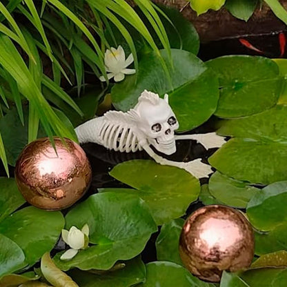 Nerien Gazing Ball, Stainless Steel Garden Mirror Globe, Polished Ornament Sphere, Hollow Floating Reflective Hemisphere, for Home Outdoor Pond Housewarming Swimming Pool Decoration, Rose Gold, 5Pcs