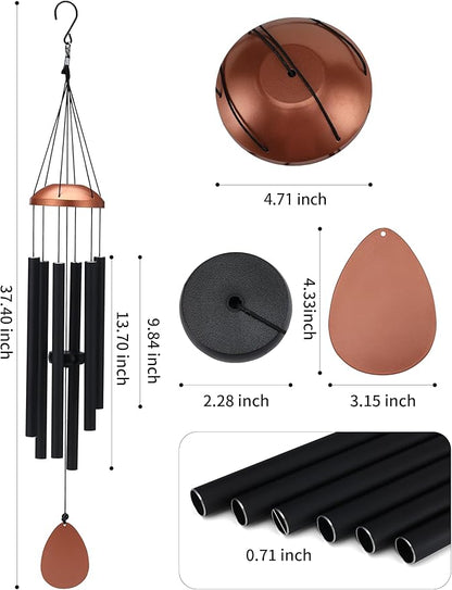 Large Alu Wind Chimes 37 Inch Zen Atmosohere A Gift for Mon Neighbor Suit for Garden Outdor Yoga Patio Decoration Unisex Black