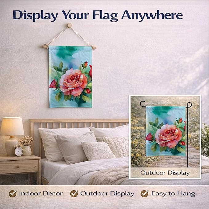 Caroline's Treasures Oklahoma Roses in Watercolor Garden Flag Mailbox Flag Decorative Yard Flag Banner Outside Patio Artwork Yard Flower Beds, Garden Size, Multicolor