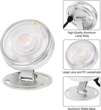LED Underwater Pond Light, Heavy Duty Aluminum 12V 3000K Warm White IP68 Waterproof Fountain Light, Landscape Lamp for Swimming Pool, Fountain, Waterfall, Pond and Grass Land (6, Watts)