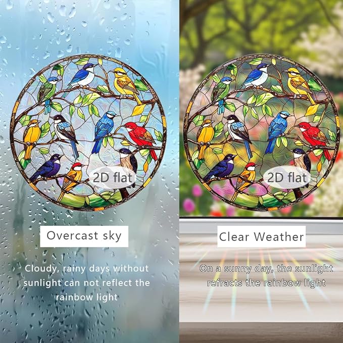 8 Inch Sun Catchers Indoor Window, Acrylic Rainbow Suncatcher Window Hanging Decoration for Living Room Bedroom Summer Home Balcony Ornaments Decoration (76 Bird)
