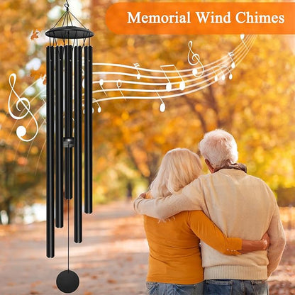 65" Extra Large Wind Chimes for Outside Deep Tone,Big WindChimes for Outdoor Porch Garden Patio Balcony Decor, Deep Tone Wind Chimes (Black)