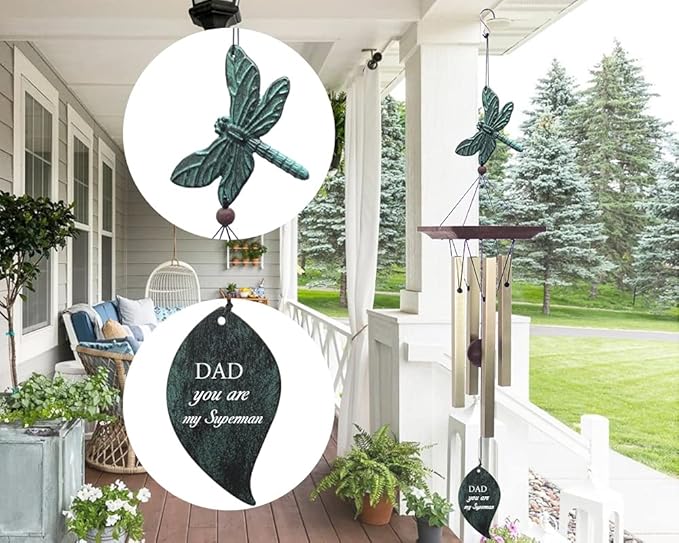 ASTARIN Personalized Wind Chimes for Father, Grandfather, Small Wind Chimes Outdoor, Hummingbird Wind Chime, Father's Day, Birthday Gift from Daughter, Son