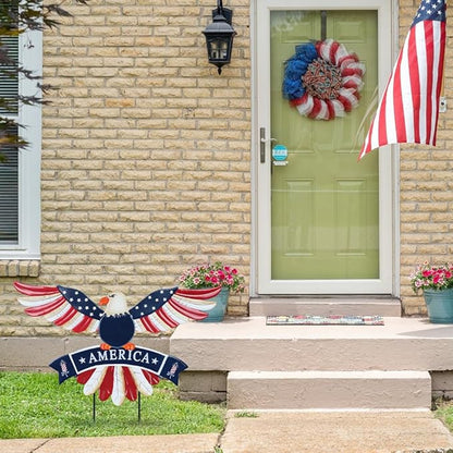 hogardeck 4th of July Decorations Outdoor, Bald Eagle Patriotic Decorative Garden Stakes for Fourth of July Decorations, Memorial Day Metal American Eagle for Outside Yard Porch Lawn Decor
