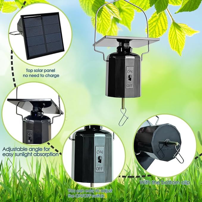 Solar Wind Spinner Motor - Revolving Solar Energy Operated Motor Rotating for Garden Spinners, Windchimes, Suncatchers, Outdoor Hanging Display Motor for Lawn Patio Decor Yard Art Decoration
