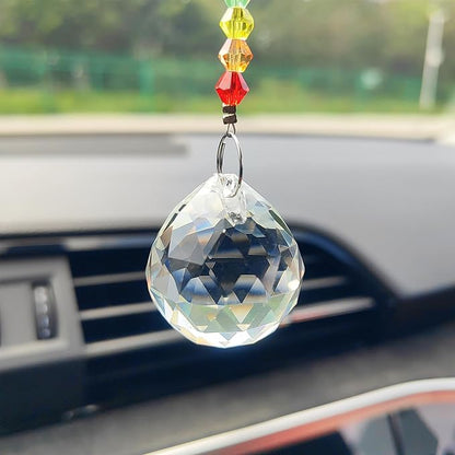 Crystal Sun Catcher Rear View Mirror Accessories, Colorful Crystals Suncatcher Car Mirror Hanging Accessories Car Decor, Hanging Ornament for Window Home Garden etc.