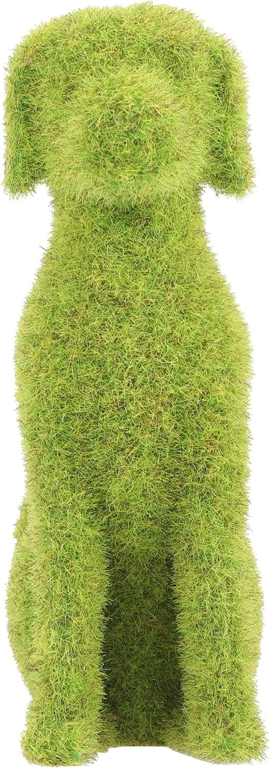 GANAZONO Dog Topiary Figurines Outdoor Ornament Dog Garden Statue Faux Green Covered Stones Faux Moss Animals Flocking Animal Green Decorations Landscape Flocked Decor Statuette Puppy Resin