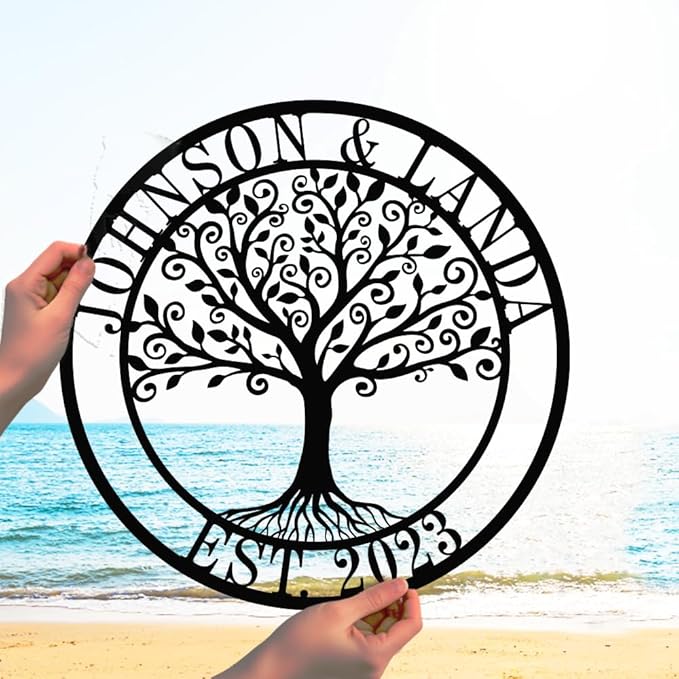 efcustomgifts Metal Family Name Sign, Custom Tree of Life Family Name Sign, Housewarming Gift, Personalized Tree Of Life, Tree with Roots Metal Name Sig