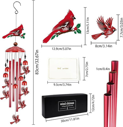 Romart Cardinal Wind Chimes for Outside, 35'' Metal Memorial Windchimes in Memory of a Loved One, Sympathy Gifts for Loss of Loved One, Red Cardinal Gifts for Women Mother Mom Grandma