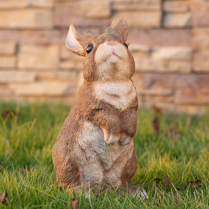 Garden Outdoor Rabbit Statue,Bunny Figurine Resin 9.5 Inches, Suitable for Home Lawns, Balconies, Courtyard Art Garden and Courtyard, Easter Spring Home Decor Unique Home Gifts.