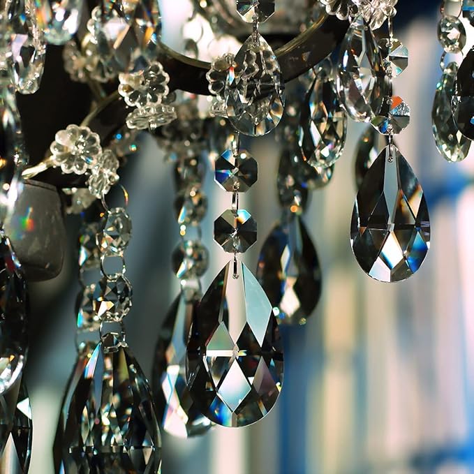 10pcs 63mm Teardrop Chandelier Crystals, Clear Crystal Chandelier Prisms Pendants Parts Beads, Hanging Decoration for Wedding Party
