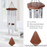 ASTARIN Memorial Wind Chimes for Outside, 30'' Deep Tone, Sympathy Wind-Chime Personalized with 6 Tuned Tubes, Elegant Chime for Garden Patio Balcony and Home Silver