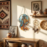 Native American Acrylic Suncatcher Colorful Window Hanging Ornament Sun Catcher Panel for Home Decor Car Garden Gift Tribal Spirit Woman Faux Stained Glass Suncatcher