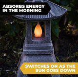 VP Home Pagoda Garden Statue, Solar Powered Statue Japanese Garden Decor, Outdoor Zen Garden Lantern, Flickering LED Garden Light (Tranquil Pagoda) (Pack of 2)
