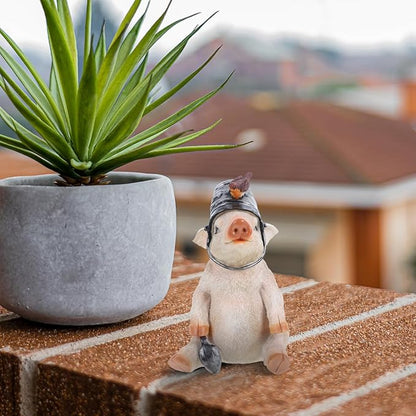 Decorative Lights Garden Landscape Ornament Pig Statue Ornament Garden Adornment Courtyard Resin Adorn Resin Statue Pig Statue Adorn Craft Ornament Adornment