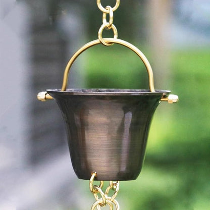 Decorative Rain Chains Waterfall, Rain Chain Copper Rain Chain Extension, Ancient Temple Eaves Water Guide Rain Chain Cups, Rain Catcher Wind Chime for Downspouts, Garden Decorative ( 200cm (6.5ft))