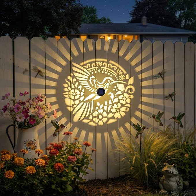 Gardsee Solar Fence Lights Outdoor 2 Pack Deck Step Wall Lights Butterfly Metal Waterproof LED Warm Yellow Light for Garden Post Patio Backyard Yard Decor (Black 4)