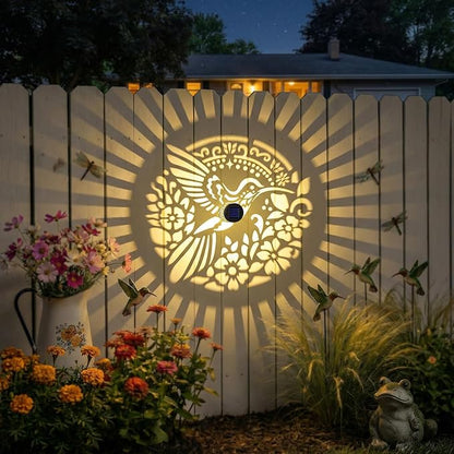 Gardsee Solar Fence Lights Outdoor 2 Pack Deck Step Wall Lights Butterfly Metal Waterproof LED Warm Yellow Light for Garden Post Patio Backyard Yard Decor (Black 4)