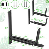 HFHOME 2 PCS Adjustable Planter Box Brackets (6 to 12.5 in), Universal Window Box Brackets, Heavy Duty Metal Flower Box Wall Mounting Hooks for Balcony, Fences, Patio, and Garden - Black