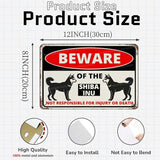 Beware Of The Dog Shiba Inu Sign Aluminum Metal Tin Signs Outdoor Yard Sign Warning Sign For Fence Yard Home Kitchen Farm Garden Wall Decor 8x12 Inch