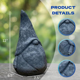 OLOMA Stone Garden Gnome Statue Concrete Outdoor Sculpture Decorative Garden Accent Weather Resistant Statue with Protective Resin Coating Handcrafted Durable Yard Patio Landscape Accent