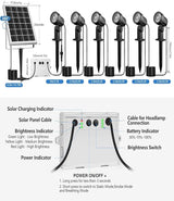 CLY 6 in 1 Solar Spot Lights Outdoor, 2700K Warm White Solar Spotlights Landscape Lights, IP66 Waterproof 59.06ft Cable Auto On/Off Garden Floodlight for Yard Lawn Tree Statue Pathway Decoration