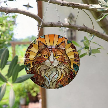 Cat Acrylic Suncatcher, Artistic Colorful Suncatcher, Indoor Window Wall Art, Home Garden Outdoor Decors, Decorative Acrylic Hanging Sun Catcher, Cat Lover Gift, Birthday