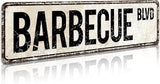 Barbecue BLVD Street Sign, Barbecue Sign Barbecue Decor Barbecue Lover Gift, Vintage Wall Decor for Home/Garden/Kitchen, Novelty Metal Signs 4x16 Inch