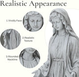 LuxenHome Virgin Mary Statue Outdoor, 30'' Religious Garden Statue, Blessed Mother Outdoor Statue, Outdoor Statue, Garden Sculptures, Outdoor Yard Decorations, Gray