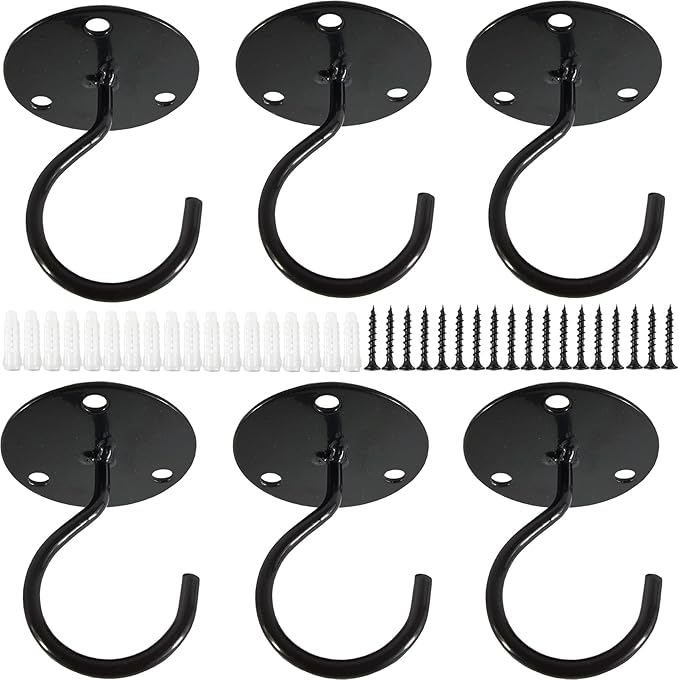 ROYHOO 6PCS Ceiling Hooks for Hanging Plants - Metal Plant Bracket Iron Wall Mount Lanterns Hangers for Hanging Bird Feeders, Lanterns, Wind Chimes, Planters, Outdoor Decoration Hooks
