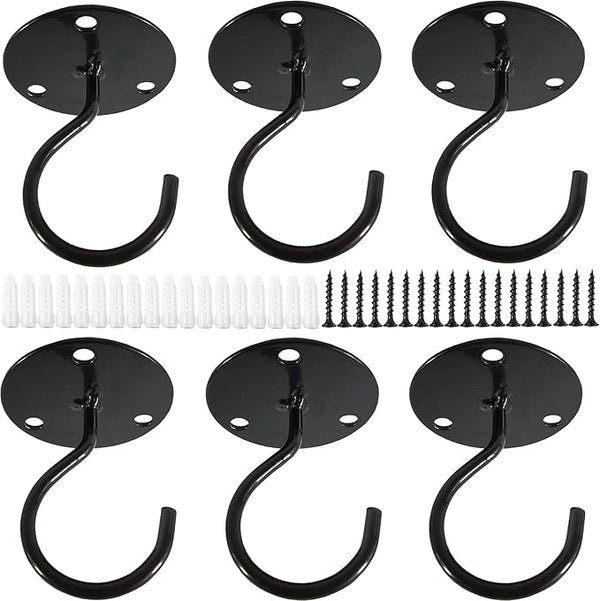 ROYHOO 6PCS Ceiling Hooks for Hanging Plants - Metal Plant Bracket Iron Wall Mount Lanterns Hangers for Hanging Bird Feeders, Lanterns, Wind Chimes, Planters, Outdoor Decoration Hooks