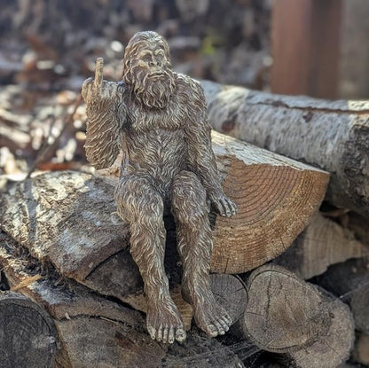 John Bernard & Company Bigfoot The Rude ‘Flipping The Bird’ Sasquatch Yeti Statue/Figurine Indoor/Outdoor Sculpture for Patio, Deck, Home, Office 10 in H Shelf Sitter Figurine (Stonewash)