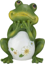 Roman Giftware Inc., 9.5" H Frog with Daisies Statue, Garden Collection, Outdoor Statue, Memorial, Resin Stone, Adorable Frogs and Flowers, Garden Décor (9x5x6)