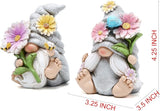 Hodao Set of 2 Spring Gnome Decorations Flower Gnomes Ornaments Decor Summer Outdoor Figurines Spring Elves for Porch, Garden Yard, Flower Bed Garden Gifts for Women, Mom